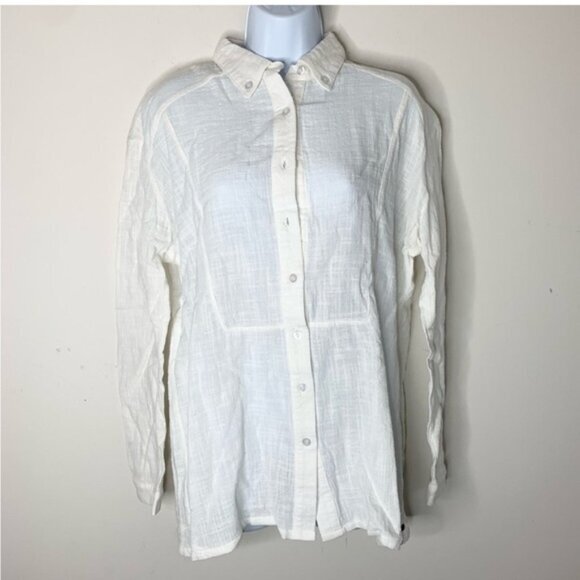 FREE PEOPLE One Teaspoon Women's Button Down Shirt Gauze Poplin Cotton White XS - Picture 14 of 16